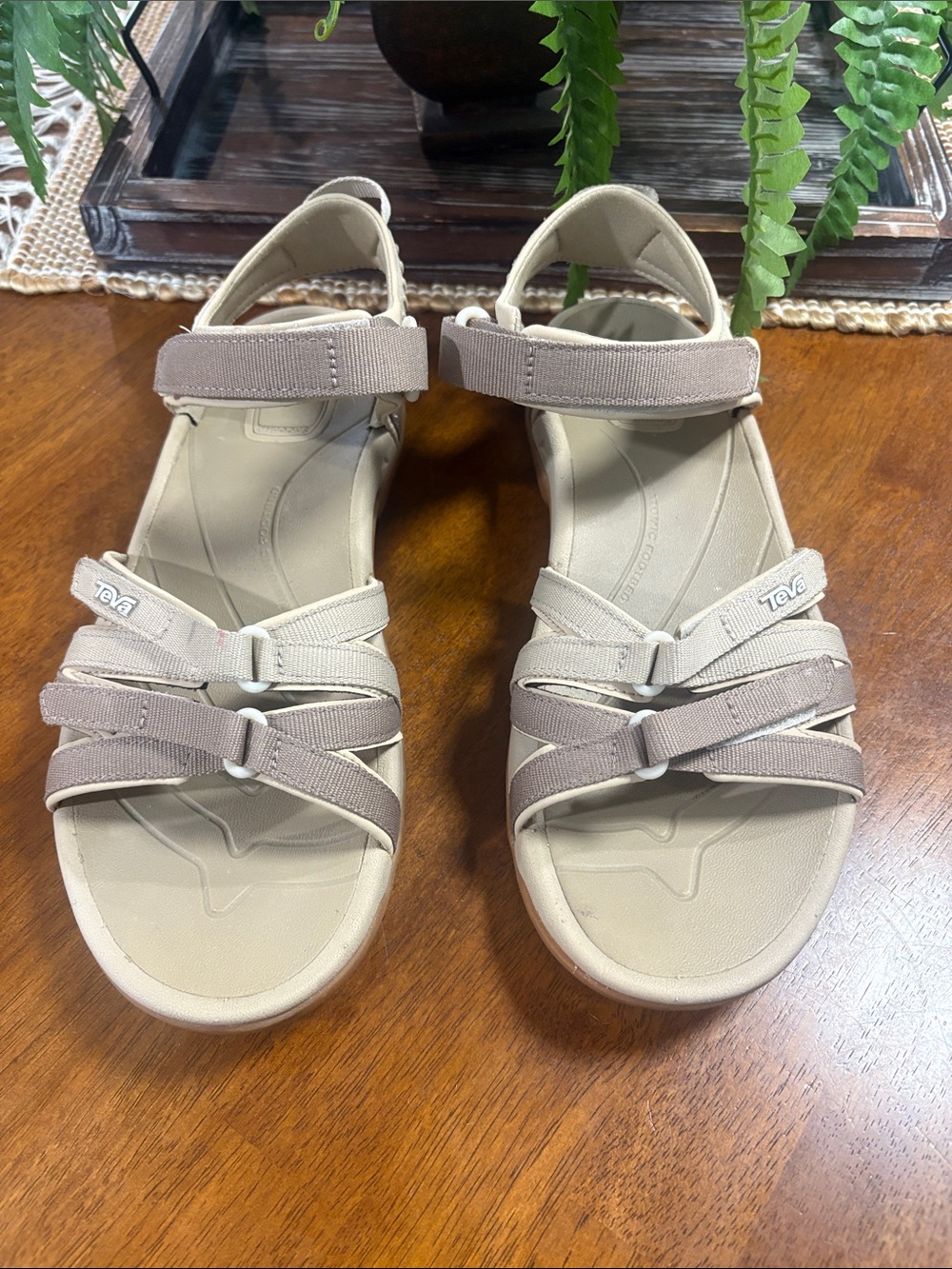 Teva Women’s Taupe and Beige Strappy Sandals